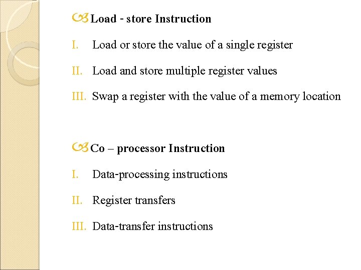  Load - store Instruction I. Load or store the value of a single
