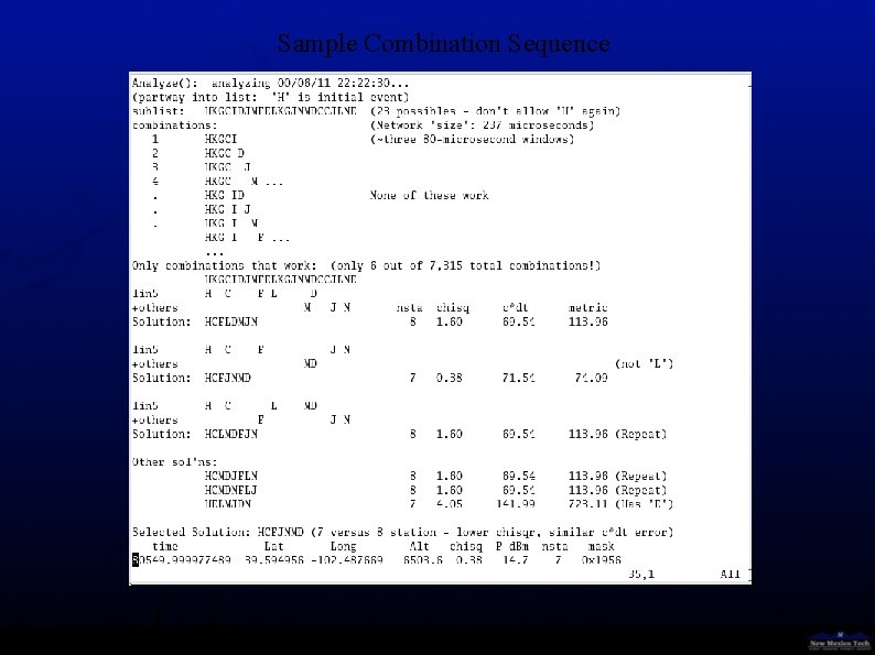 Sample Combination Sequence 