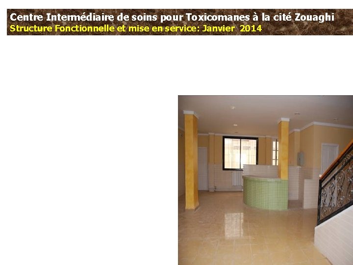Centre Intermédiaire de soins pour Toxicomanes à la cité Zouaghi Structure Fonctionnelle et mise