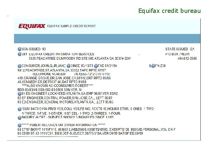 Equifax credit bureau 