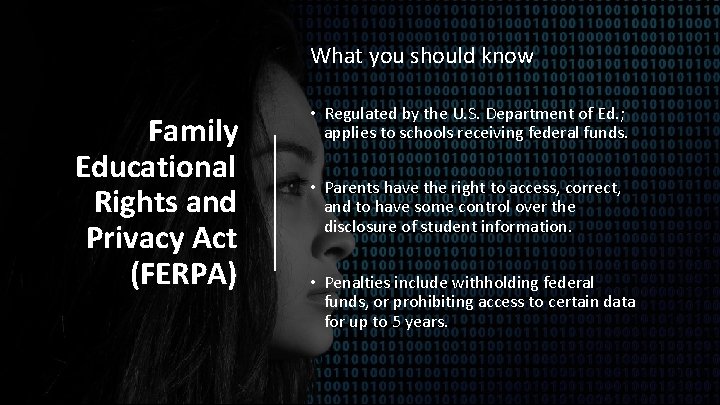 What you should know Family Educational Rights and Privacy Act (FERPA) • Regulated by What you should know Family Educational Rights and Privacy Act (FERPA) • Regulated by
