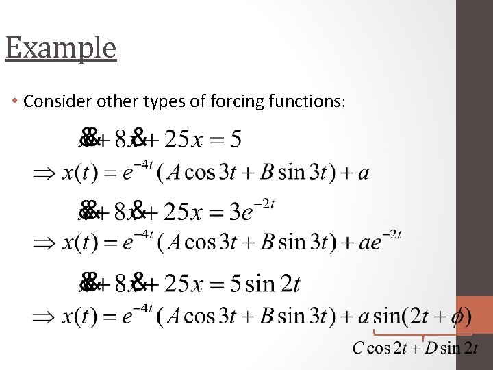 Example • Consider other types of forcing functions: 