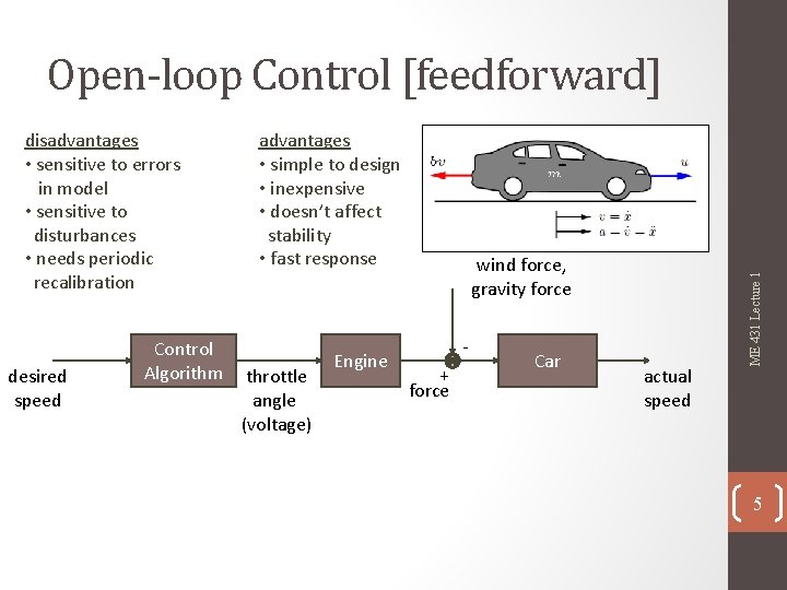 disadvantages • sensitive to errors in model • sensitive to disturbances • needs periodic