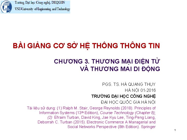 BÀI GIẢNG CƠ SỞ HỆ THỐNG THÔNG TIN CHƯƠNG 3. THƯƠNG MẠI ĐIỆN TỬ