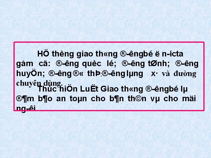 HÖ thèng giao th «ng ® êngbé ë n ícta gåm cã: ® êng