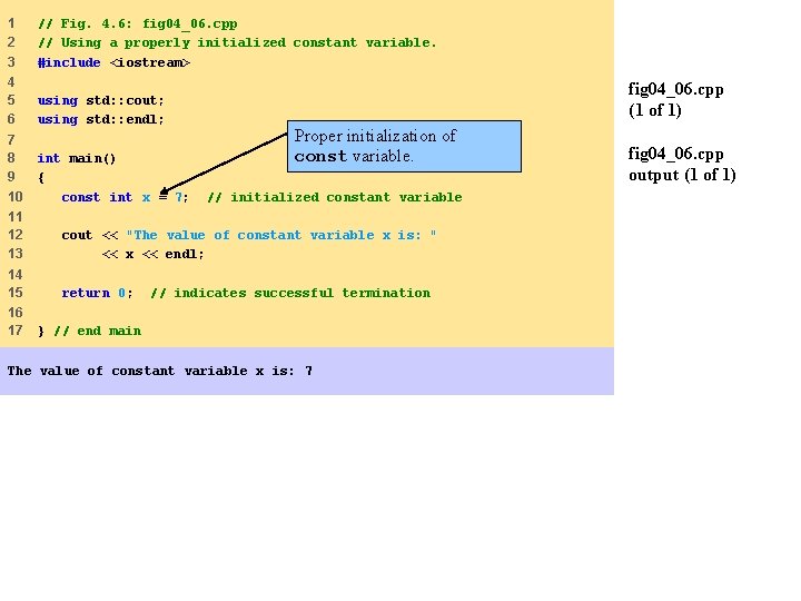 1 2 3 // Fig. 4. 6: fig 04_06. cpp // Using a properly