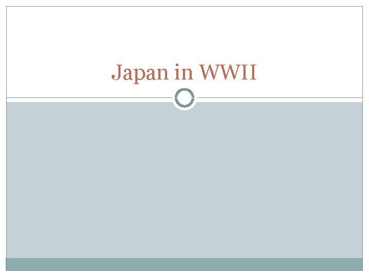 Japan in WWII 