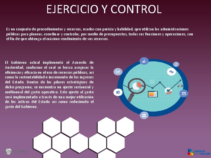 EJERCICIO Y CONTROL Es un conjunto de procedimientos y recursos, usados con pericia y