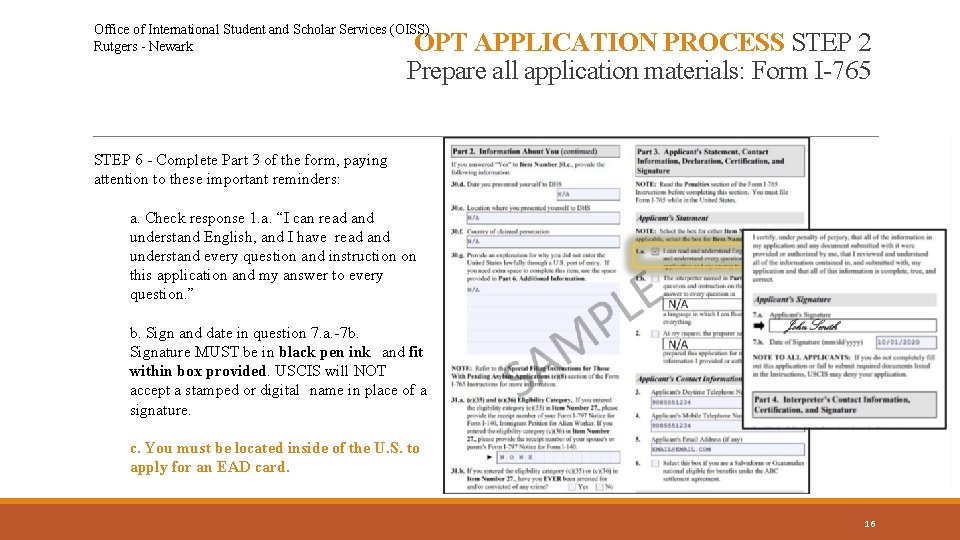 Office of International Student and Scholar Services (OISS) Rutgers - Newark OPT APPLICATION PROCESS