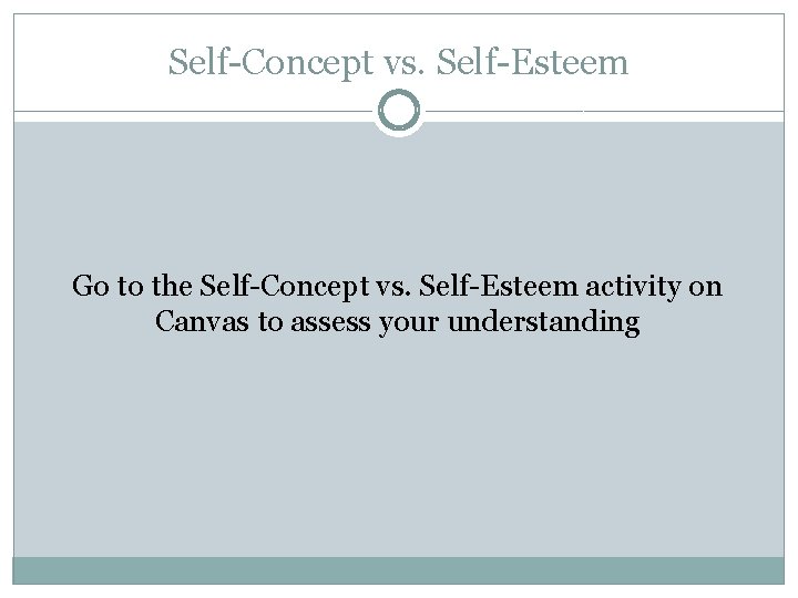 Self-Concept vs. Self-Esteem Go to the Self-Concept vs. Self-Esteem activity on Canvas to assess