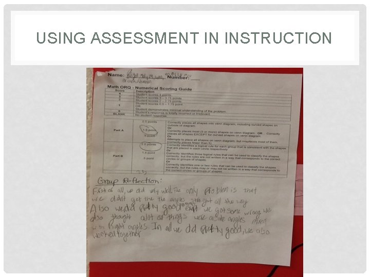 USING ASSESSMENT IN INSTRUCTION 