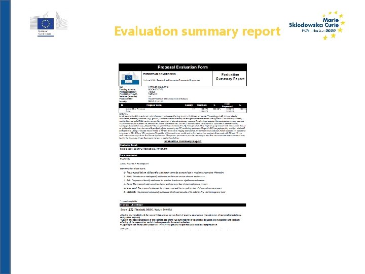 Evaluation summary report 
