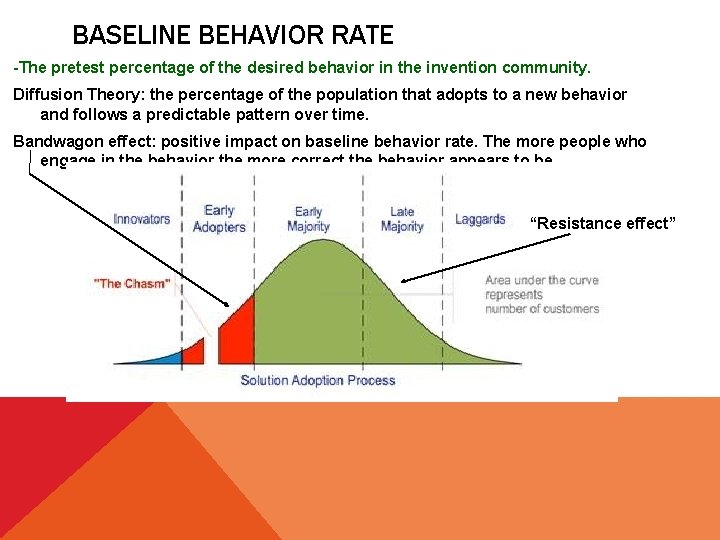 BASELINE BEHAVIOR RATE -The pretest percentage of the desired behavior in the invention community.