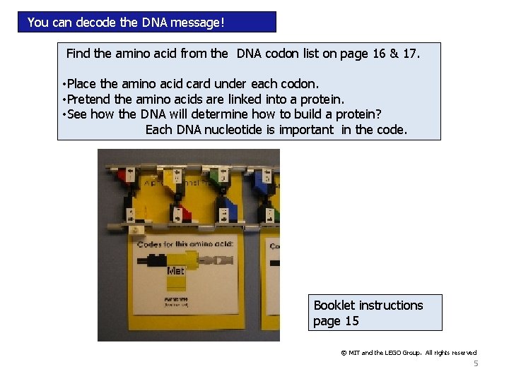 You can decode the DNA message! Find the amino acid from the DNA codon You can decode the DNA message! Find the amino acid from the DNA codon