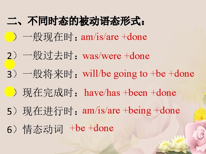 The Passive Voice be be be done The