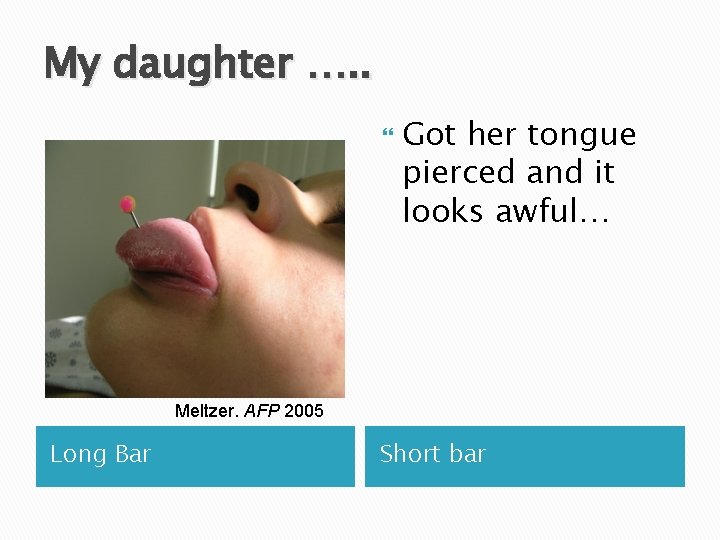 My daughter …. . Got her tongue pierced and it looks awful… Meltzer. AFP