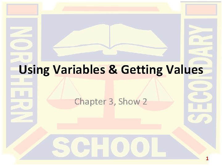 Using Variables & Getting Values Chapter 3, Show 2 1 