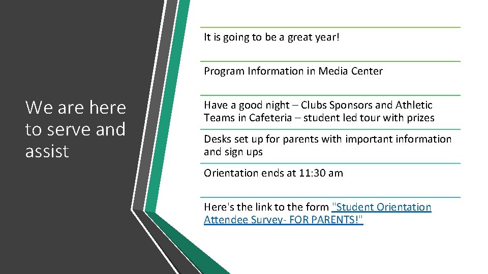 It is going to be a great year! Program Information in Media Center We
