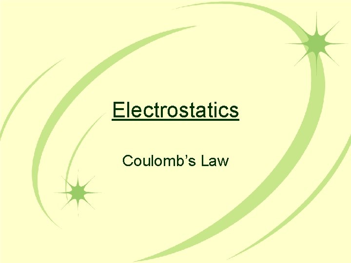 Electrostatics Coulomb’s Law 