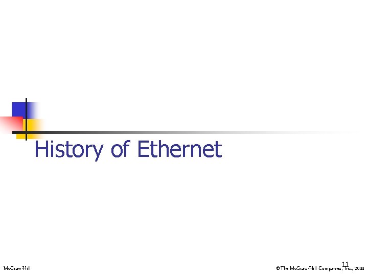 History of Ethernet Mc. Graw-Hill ©The Mc. Graw-Hill Companies, 11 Inc. , 2000 