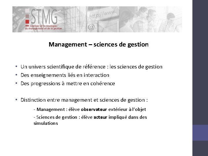 Management – sciences de gestion • Un univers scientifique de référence : les sciences