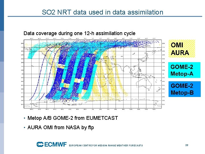 SO 2 NRT data used in data assimilation Data coverage during one 12 -h