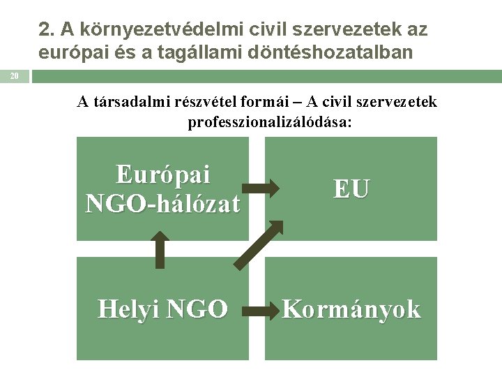 2. A környezetvédelmi civil szervezetek az európai és a tagállami döntéshozatalban 20 A társadalmi