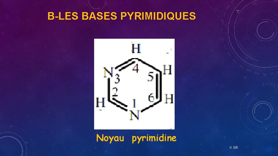 B-LES BASES PYRIMIDIQUES Noyau pyrimidine K Sifi 