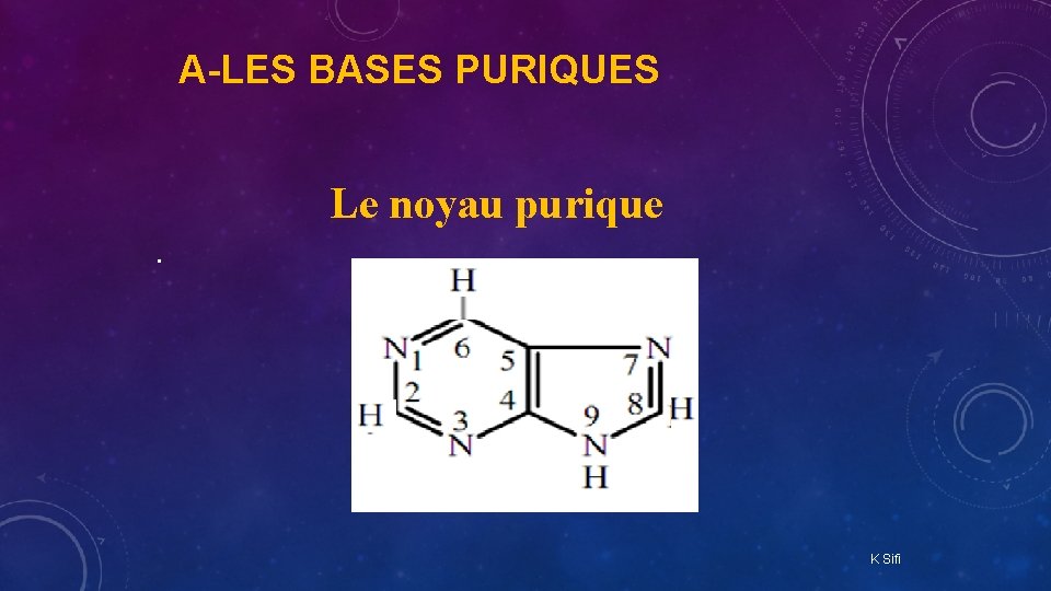 A-LES BASES PURIQUES Le noyau purique. K Sifi 