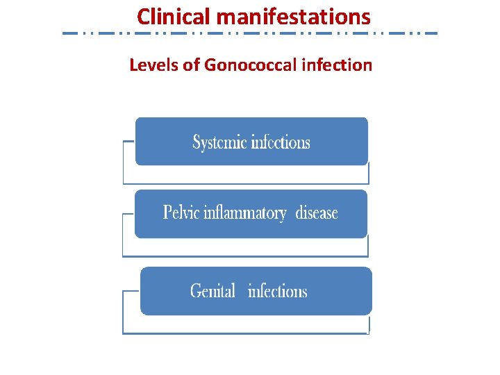 Clinical manifestations Levels of Gonococcal infection 