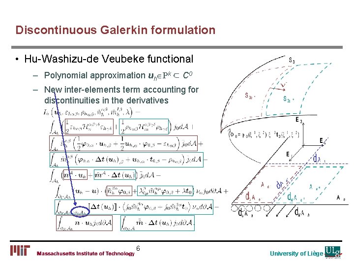 Discontinuous Galerkin formulation • Hu-Washizu-de Veubeke functional – Polynomial approximation uh Pk ⊂ C