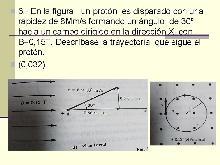 n 6. - En la figura , un protón es disparado con una rapidez