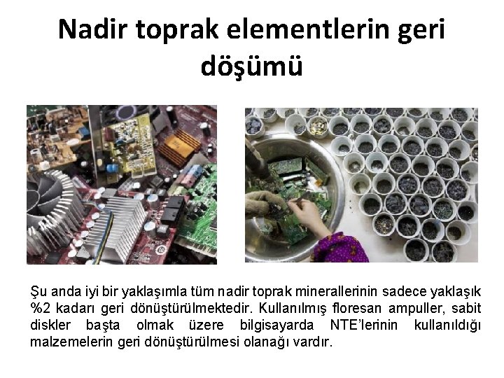 Nadir toprak elementlerin geri döşümü Şu anda iyi bir yaklaşımla tüm nadir toprak minerallerinin