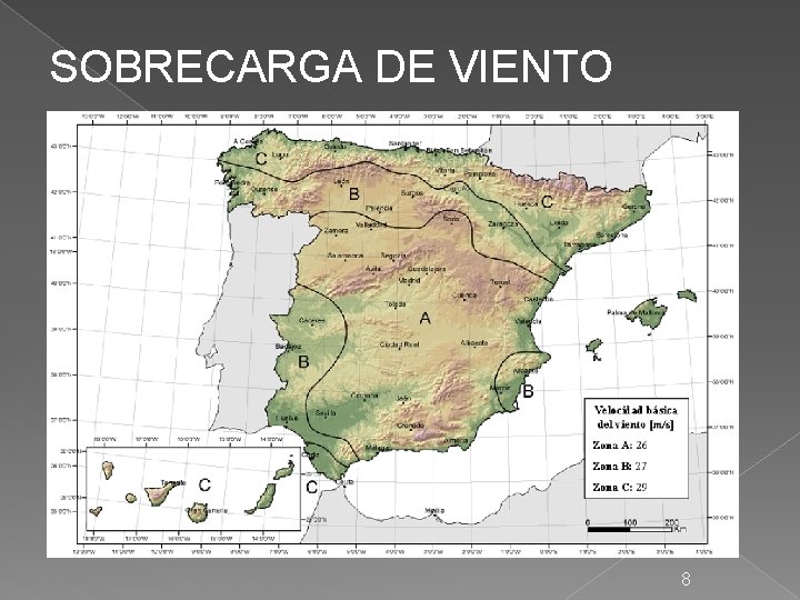 SOBRECARGA DE VIENTO La presión dinámica del viento puede obtenerse con la expresión: qb