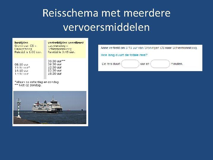 Reisschema met meerdere vervoersmiddelen 