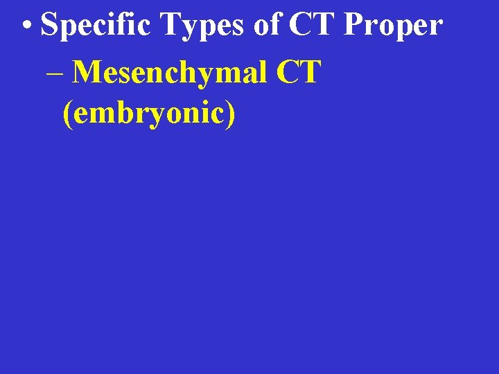  • Specific Types of CT Proper – Mesenchymal CT (embryonic) 