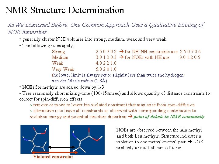 NMR Structure Determination As We Discussed Before, One Common Approach Uses a Qualitative Binning