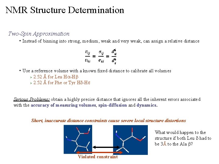 NMR Structure Determination Two-Spin Approximation • Instead of binning into strong, medium, weak and