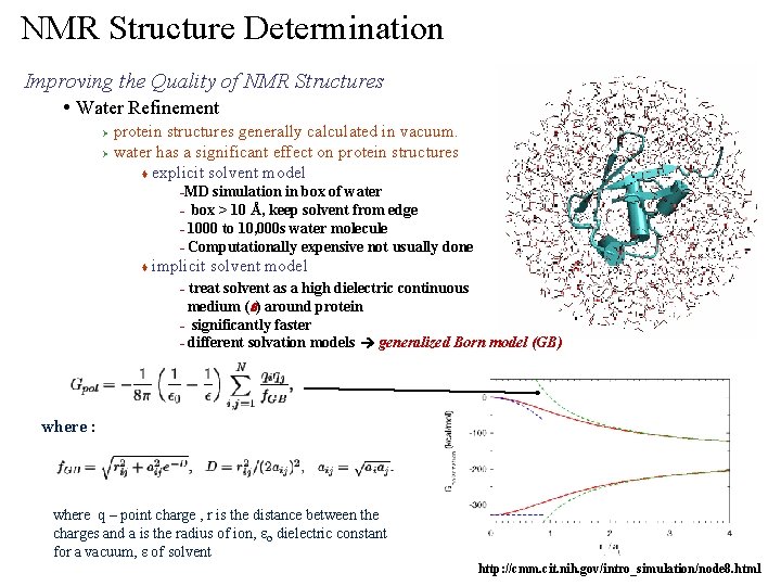 NMR Structure Determination Improving the Quality of NMR Structures • Water Refinement protein structures