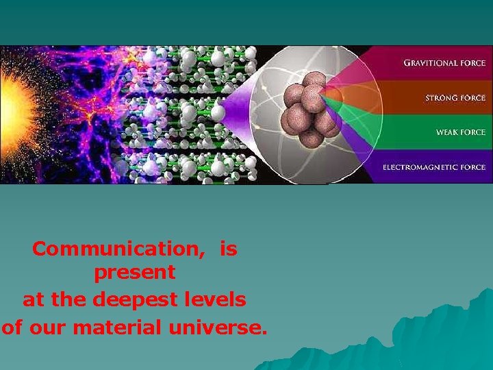 Communication, is present at the deepest levels of our material universe. 