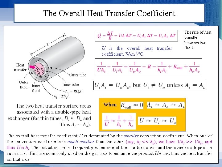 The Overall Heat Transfer Coefficient U is the overall heat transfer coefficient, W/m 2