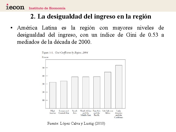 2. La desigualdad del ingreso en la región • América Latina es la región