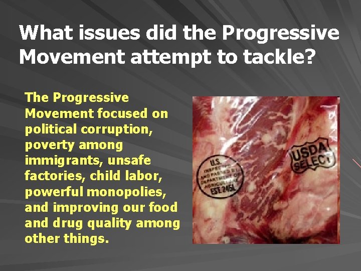 What issues did the Progressive Movement attempt to tackle? The Progressive Movement focused on
