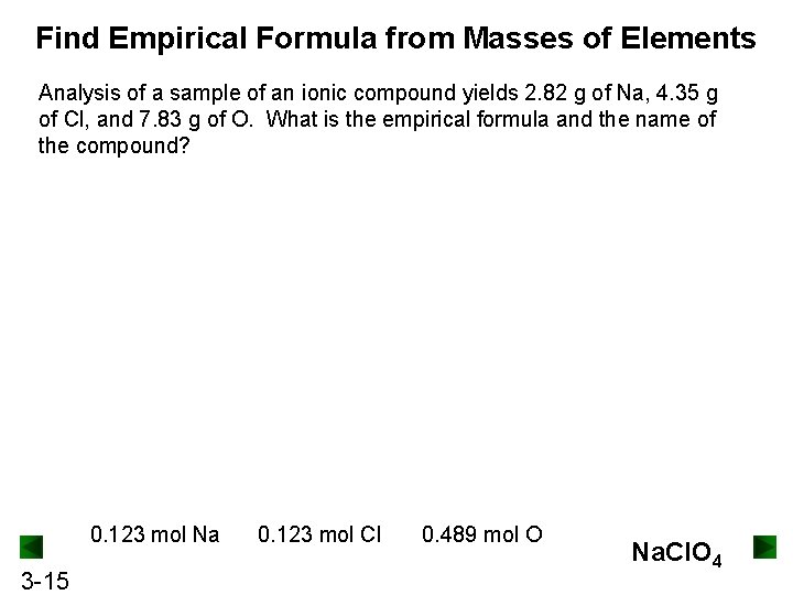 Find Empirical Formula from Masses of Elements Analysis of a sample of an ionic