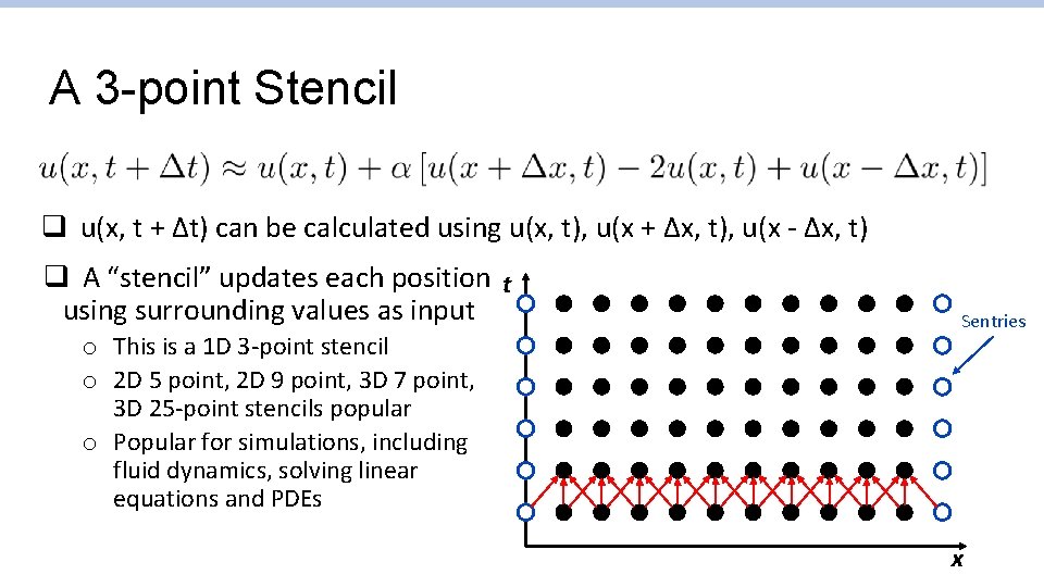 A 3 -point Stencil q u(x, t + Δt) can be calculated using u(x,