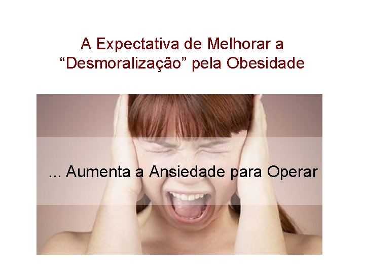 A Expectativa de Melhorar a “Desmoralização” pela Obesidade . . . Aumenta a Ansiedade