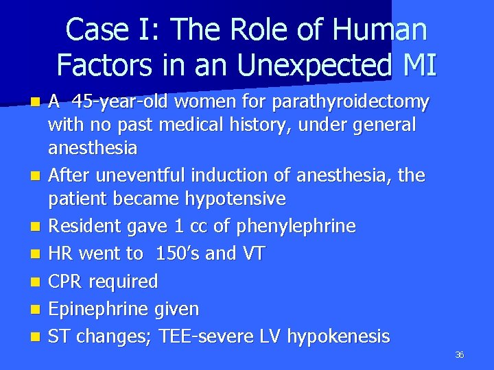Case I: The Role of Human Factors in an Unexpected MI n n n