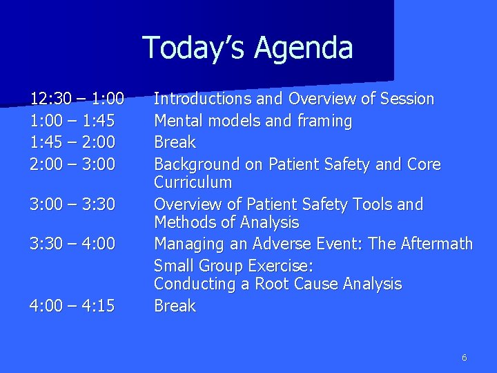 Today’s Agenda 12: 30 – 1: 00 – 1: 45 – 2: 00 –