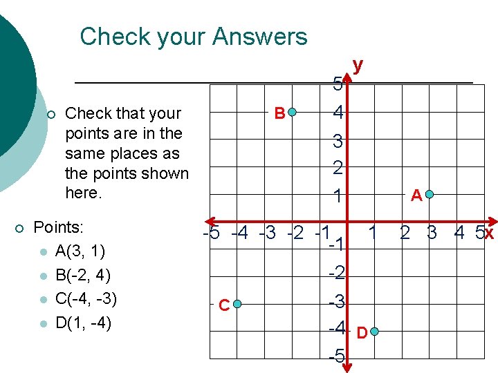 Check your Answers ¡ ¡ Check that your points are in the same places