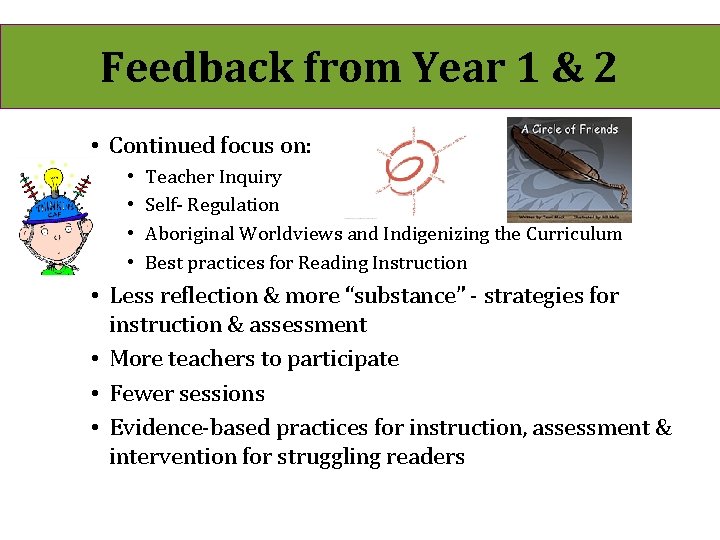 Feedback from Year 1 & 2 • Continued focus on: • • Teacher Inquiry